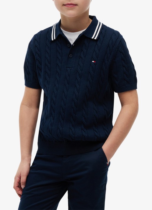 Tommy Hilfiger Fijngebreide pullover met polokraag - detail 2 donkerblauw