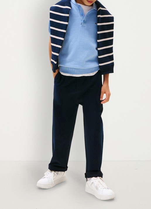Tommy Hilfiger Fijngebreide pullover met polokraag - voorkant 2 lichtblauw