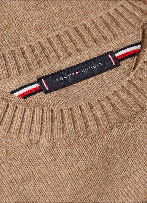 Tommy Hilfiger Fijngebreide pullover van lamswol - detail 4 camel