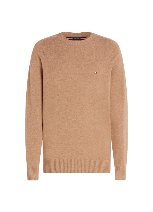 Tommy Hilfiger Fijngebreide pullover van lamswol - voorkant camel