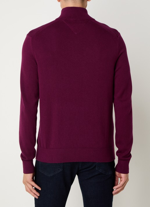 Tommy Hilfiger Fijngebreide trui in kasjmierblend met logoborduring - achterkant 2 donkerrood