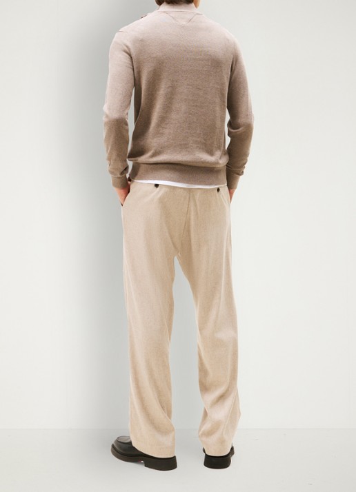 Tommy Hilfiger Fijngebreide trui in kasjmierblend met logoborduring - achterkant 3 beige
