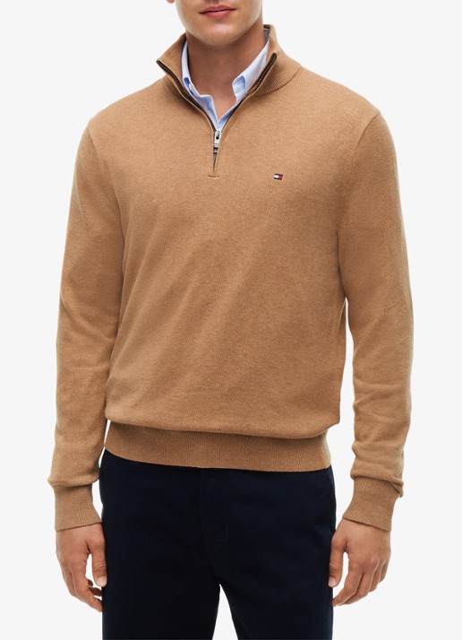 Tommy Hilfiger Fijngebreide trui in kasjmierblend met logoborduring - detail 4 camel