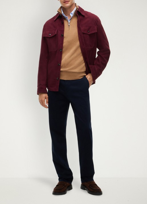 Tommy Hilfiger Fijngebreide trui in kasjmierblend met logoborduring - voorkant 2 camel