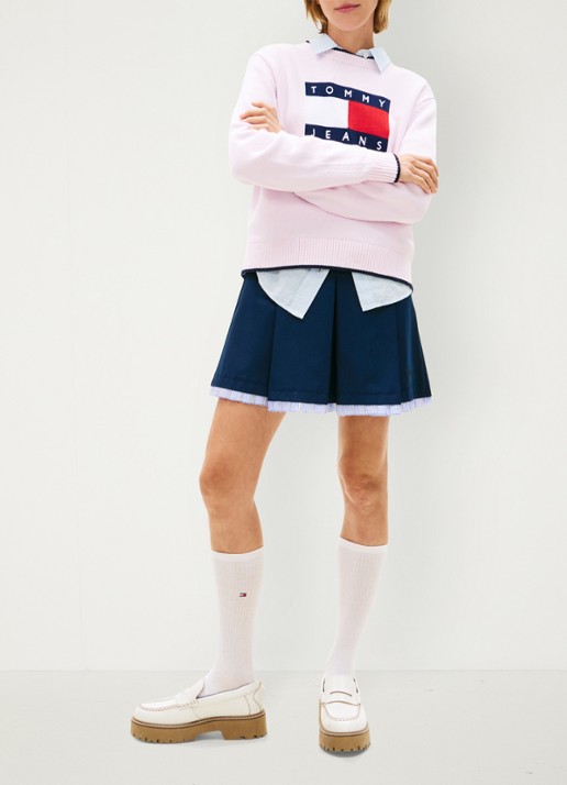Tommy Hilfiger Fijngebreide trui met ingebreid logo - voorkant 5 lichtroze