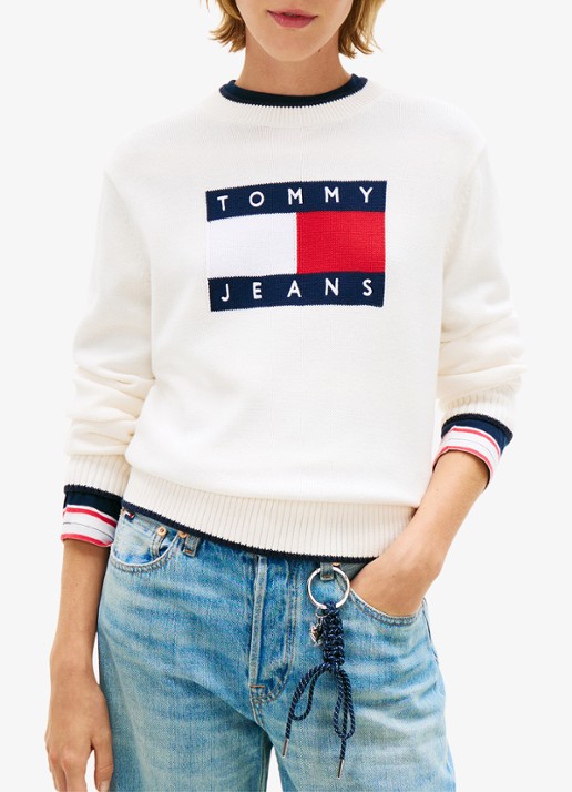 Tommy Hilfiger Fijngebreide trui met ingebreid logo