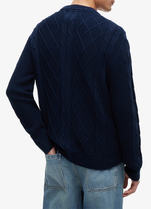 Tommy Hilfiger Fijngebreide trui met logo - achterkant 5 donkerblauw