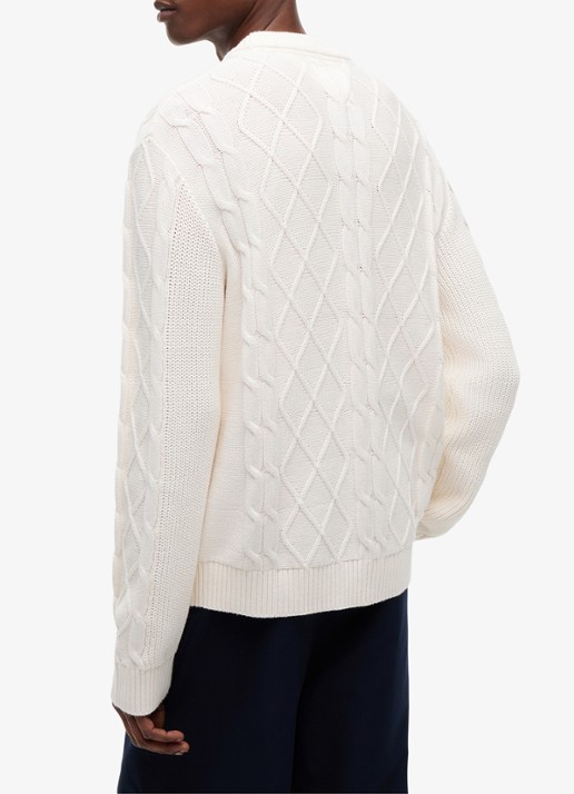 Tommy Hilfiger Fijngebreide trui met logo - achterkant 3 wit