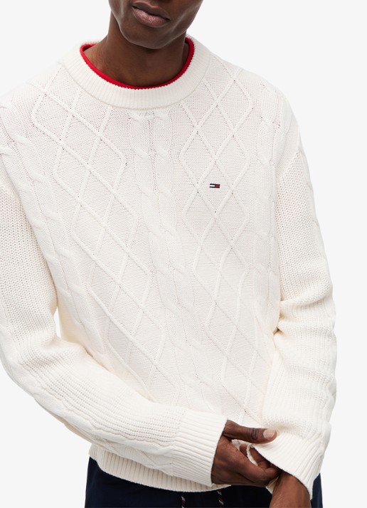 Tommy Hilfiger Fijngebreide trui met logo - detail 5 wit