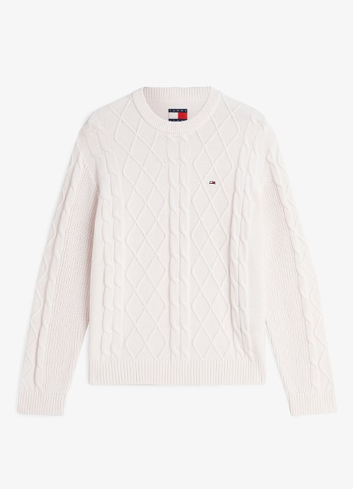 Tommy Hilfiger Fijngebreide trui met logo - voorkant wit