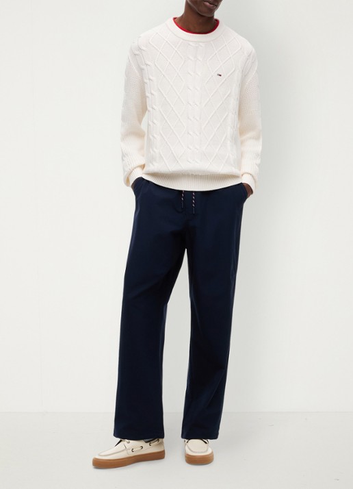 Tommy Hilfiger Fijngebreide trui met logo - voorkant 2 wit