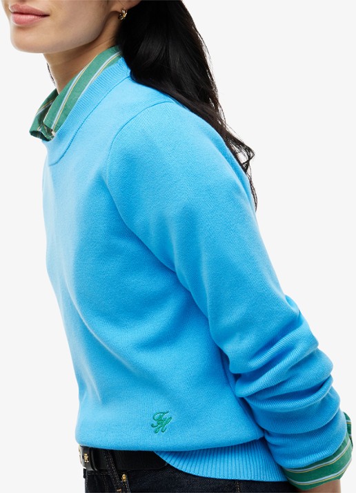 Tommy Hilfiger Fijngebreide trui met logoborduring - detail 5 blauw