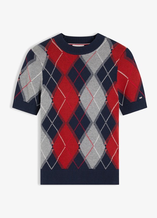 Tommy Hilfiger Fijngebreide trui met ruitdessin - voorkant 3 multicolor