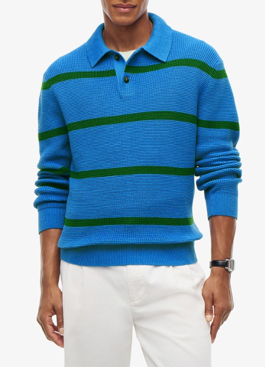 Tommy Hilfiger Fijngebreide trui met streepprint - detail 3 blauw