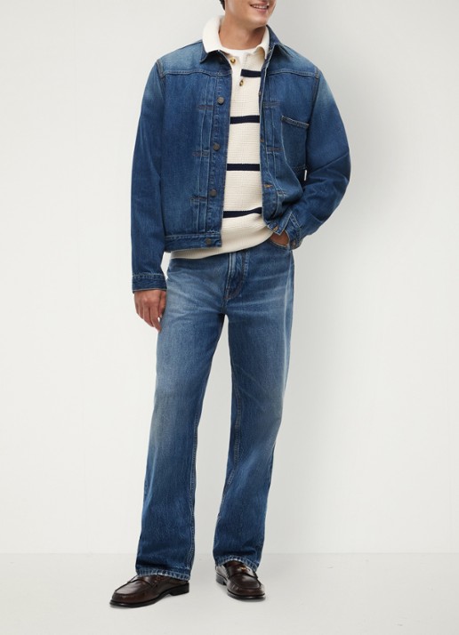Tommy Hilfiger Fijngebreide trui met streepprint - voorkant 4 donkerblauw