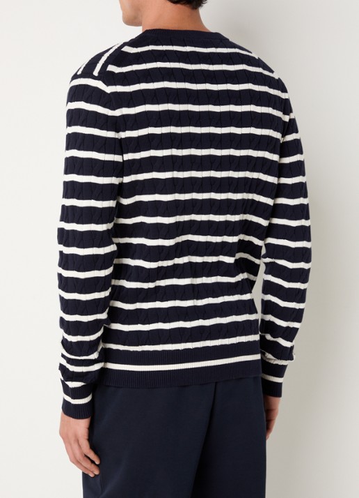 Tommy Hilfiger Flag Embroidery Cable Knit Jumper - achterkant 4 donkerblauw