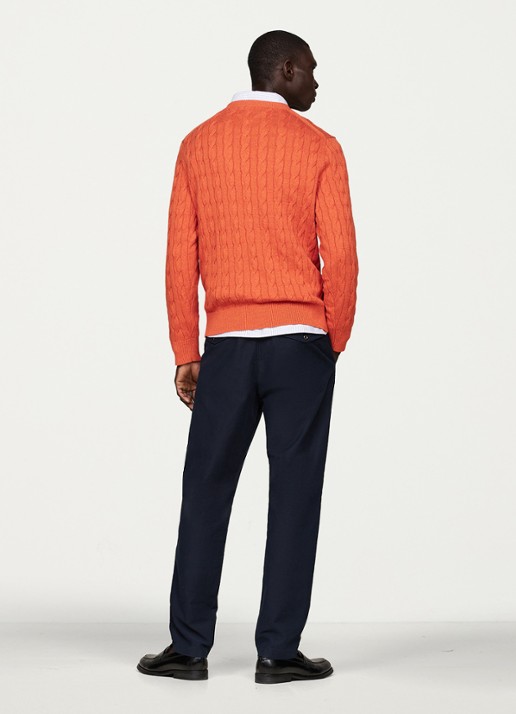 Tommy Hilfiger Flag Embroidery Cable Knit Jumper - achterkant orange