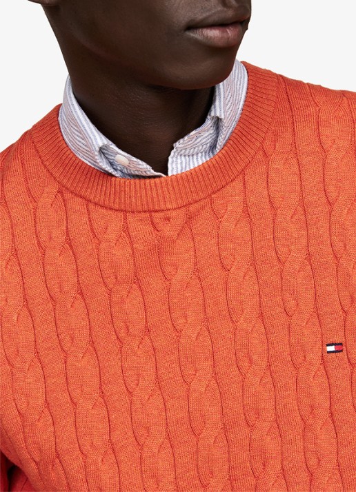 Tommy Hilfiger Flag Embroidery Cable Knit Jumper - detail 3 orange