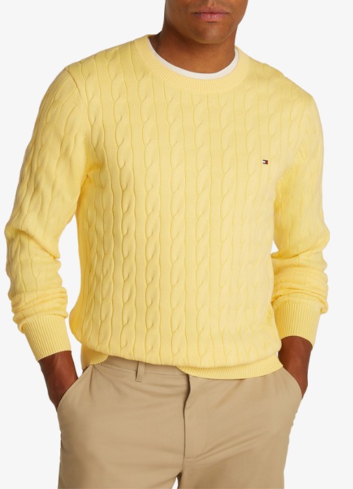Tommy Hilfiger Flag Embroidery Cable Knit Jumper - detail 4 geel