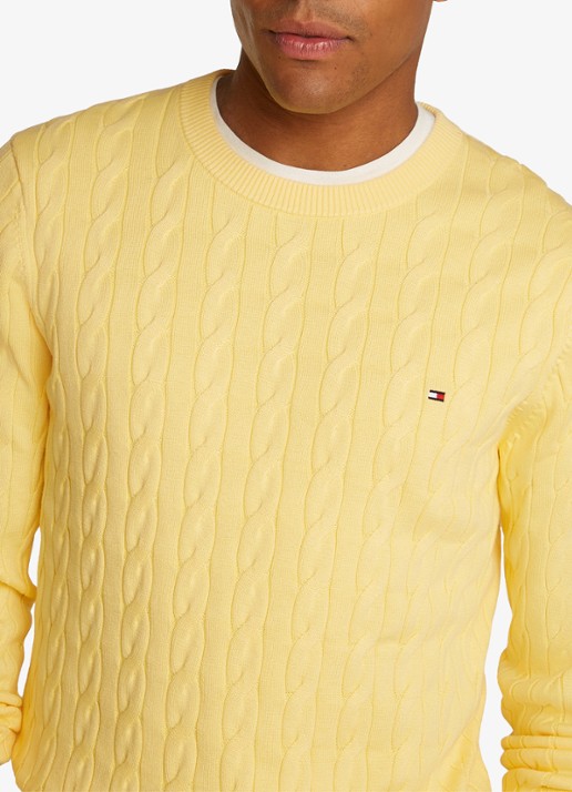 Tommy Hilfiger Flag Embroidery Cable Knit Jumper - detail 5 geel