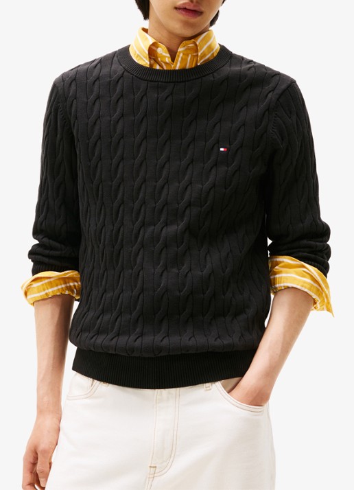 Tommy Hilfiger Flag Embroidery Cable Knit Jumper