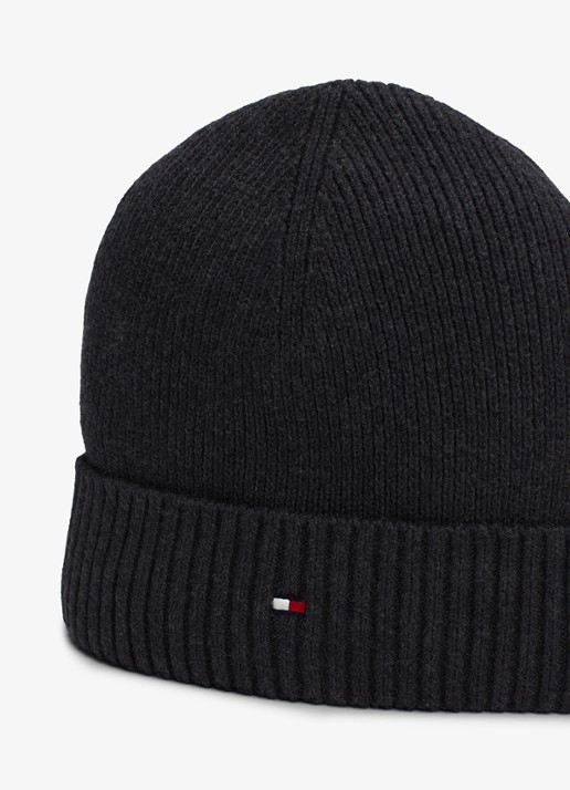 Tommy Hilfiger Flag Pima grofgebreide muts met logo - detail 3 donkergrijs