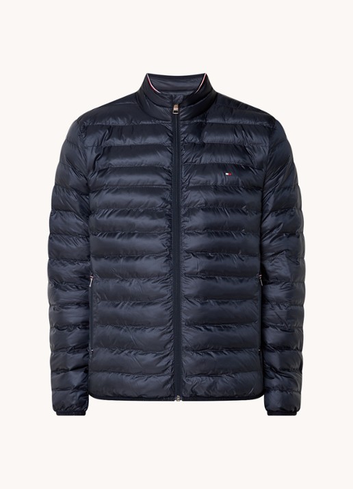 Tommy Hilfiger Gewatteerd jack met logo - voorkant lichtblauw