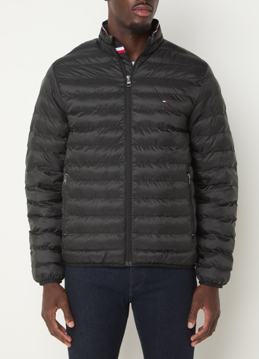 Tommy Hilfiger Gewatteerd jack met logo - detail 4 zwart