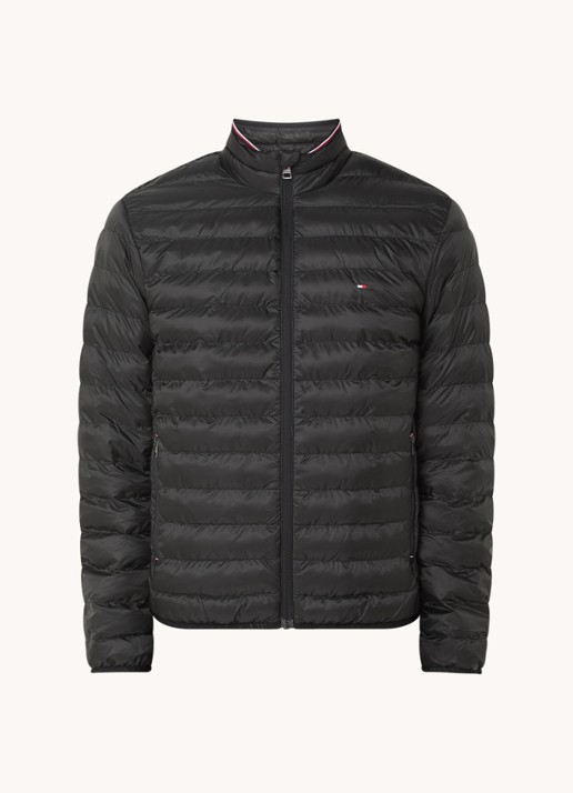 Tommy Hilfiger Gewatteerd jack met logo - voorkant zwart