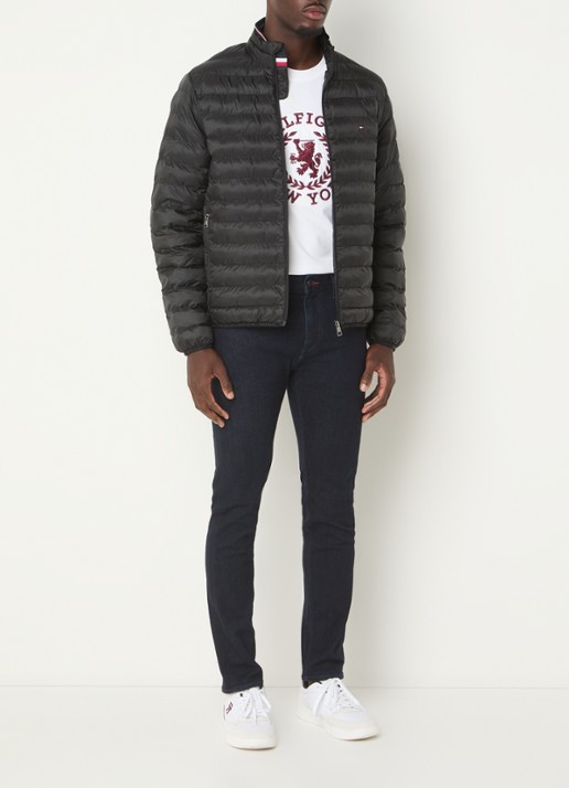Tommy Hilfiger Gewatteerd jack met logo - voorkant 2 zwart