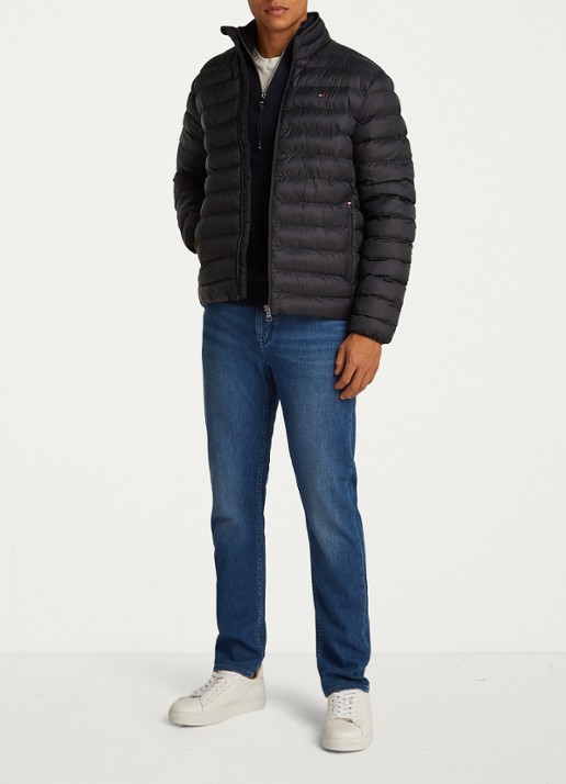 Tommy Hilfiger Gewatteerd jack met ritszakken - voorkant 2 zwart