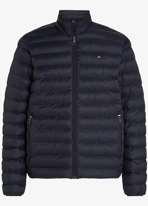 Tommy Hilfiger Gewatteerd jack met ritszakken - voorkant 2 donkerblauw