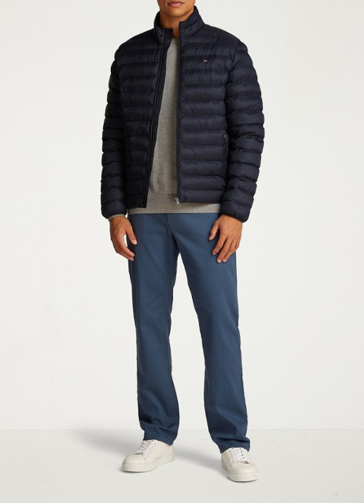 Tommy Hilfiger Gewatteerd jack met ritszakken - voorkant 3 donkerblauw