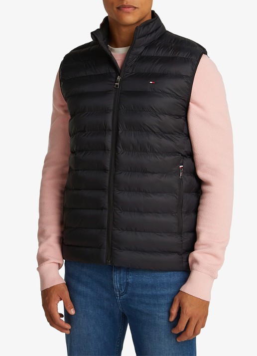 Tommy Hilfiger Gewatteerde bodywarmer met logo - detail 4 zwart