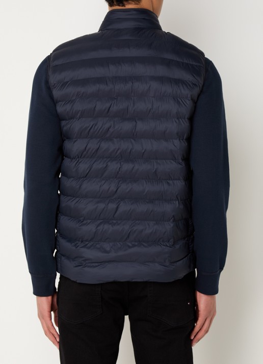 Tommy Hilfiger Gewatteerde bodywarmer met logo - achterkant donkerblauw