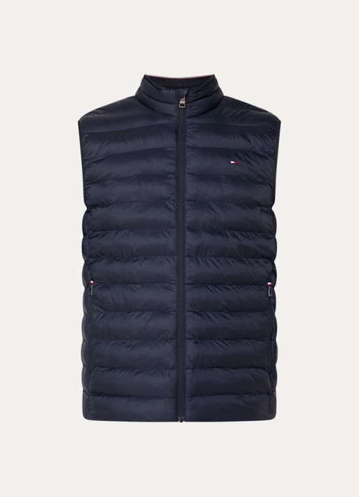 Tommy Hilfiger Gewatteerde bodywarmer met logo - voorkant 2 donkerblauw