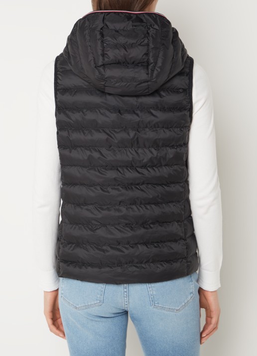 Tommy Hilfiger Gewatteerde bodywarmer met ritszakken en capuchon - achterkant zwart
