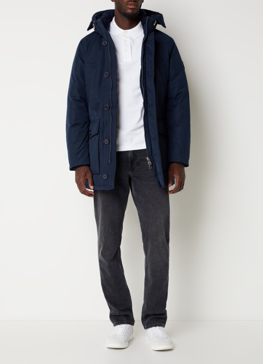 Tommy Hilfiger Gewatteerde jas met donsvulling en afneembare capuchon - voorkant 3 lichtblauw