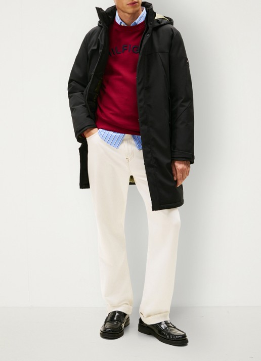 Tommy Hilfiger Gewatteerde parka met capuchon en waterafstotende coating - voorkant 2 zwart