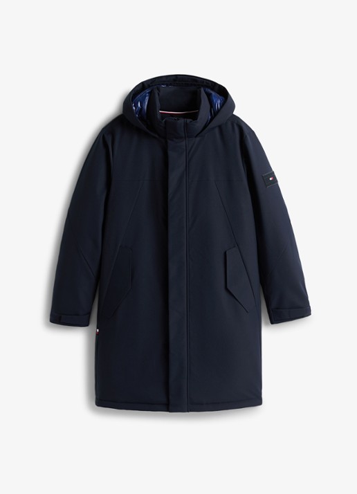 Tommy Hilfiger Gewatteerde parka met capuchon en waterafstotende coating - voorkant 4 donkerblauw