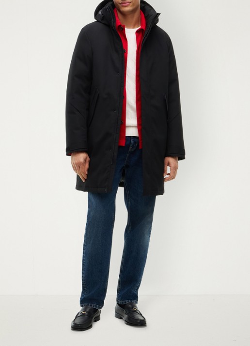 Tommy Hilfiger Gewatteerde parka met klepzakken - voorkant 4 zwart