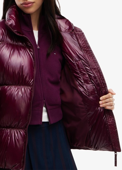 Tommy Hilfiger Gewatteerde puffer jas met steekzakken  - detail 5 cranberryrood