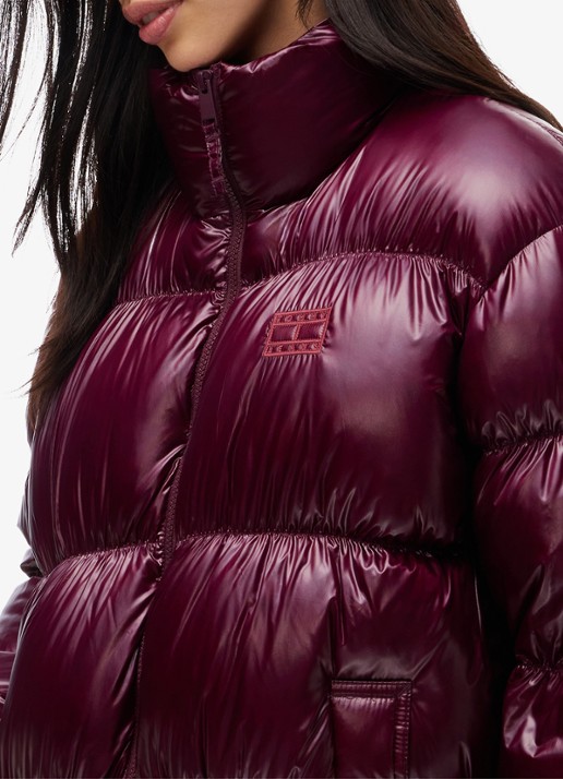 Tommy Hilfiger Gewatteerde puffer jas met steekzakken  - detail 6 cranberryrood