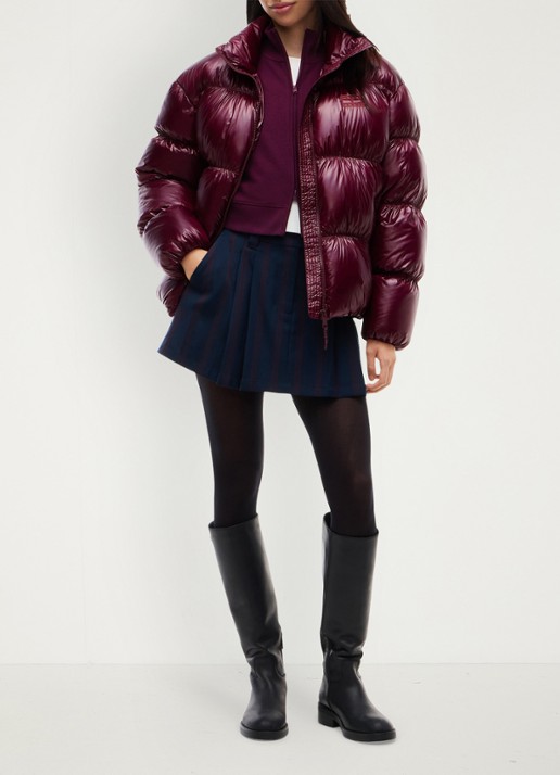 Tommy Hilfiger Gewatteerde puffer jas met steekzakken  - voorkant 2 cranberryrood