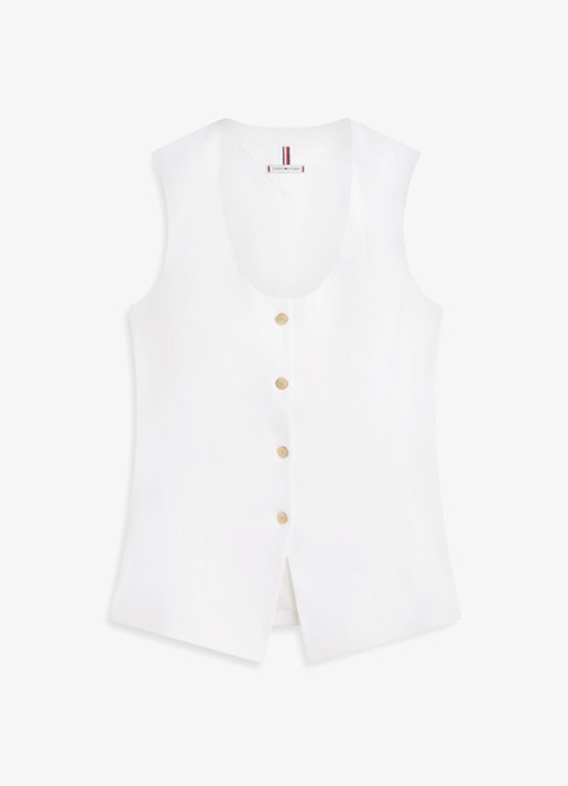 Tommy Hilfiger Gilet in linnenblend  - voorkant wit