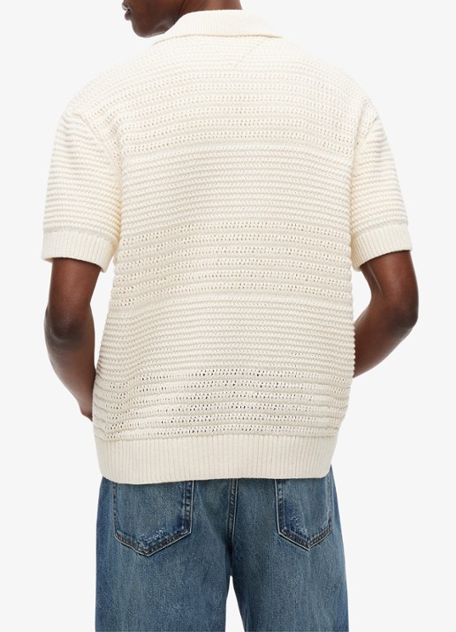 Tommy Hilfiger Grofgebreid vest met logoborduring - achterkant 3 creme