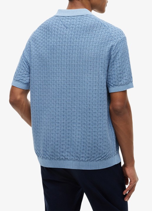 Tommy Hilfiger Grofgebreide trui met structuur - achterkant blauw