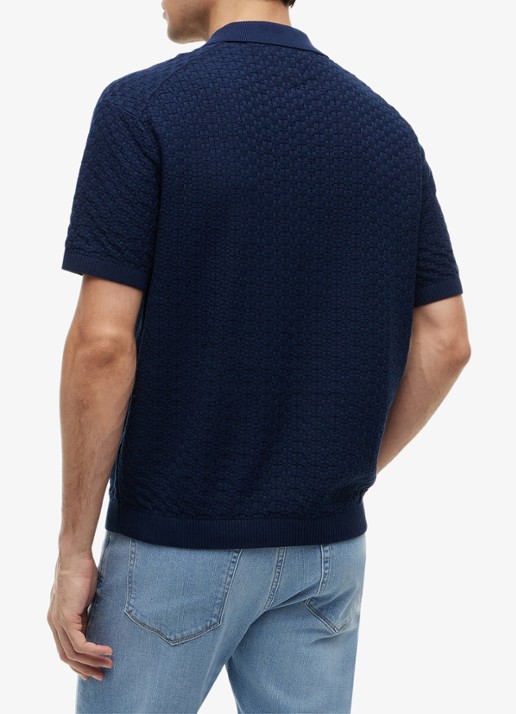 Tommy Hilfiger Grofgebreide trui met structuur - achterkant 3 donkerblauw