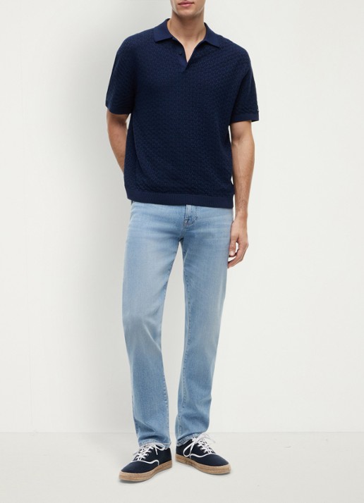 Tommy Hilfiger Grofgebreide trui met structuur - voorkant 2 donkerblauw