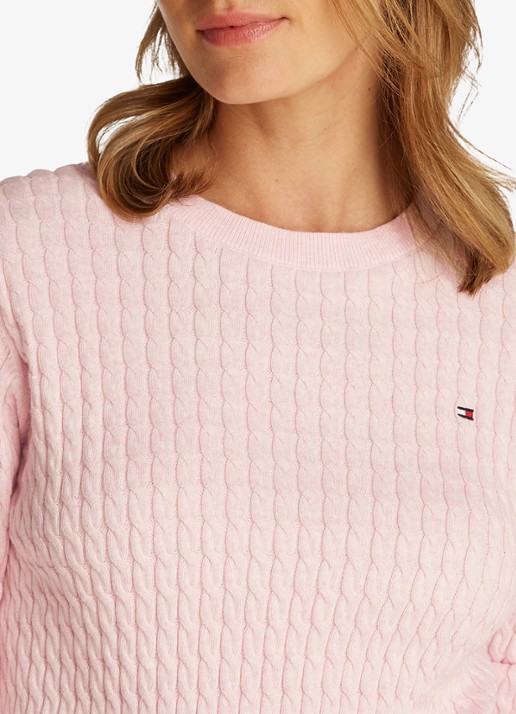 Tommy Hilfiger Grofgebreide trui van  katoen - detail 2 roze